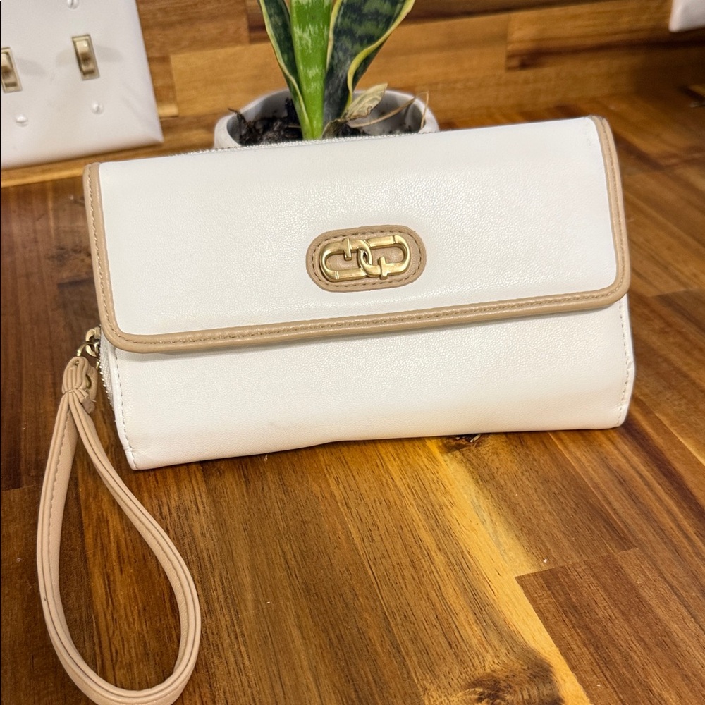 Elegant White and Tan Women's Clutch  Time and True